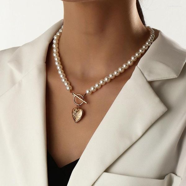 Pendentif colliers mode métal femmes mignon/romantique brin perle amour boîte personnalité un mot boucle bijoux pour les filles