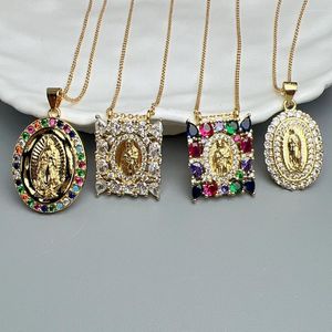 Pendentif Colliers Mode Métal Zircon Vierge Marie Guadalupe Collier Bijoux Pour Femmes Cadeaux Religieux
