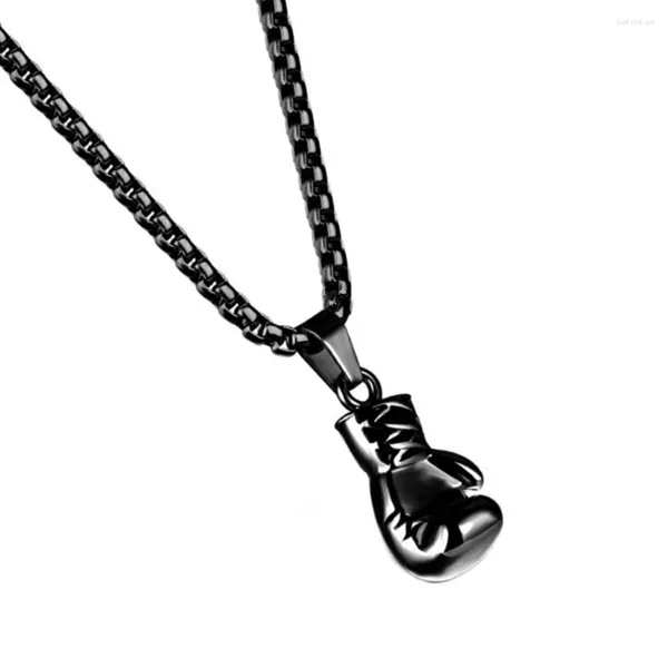 Pendentif Colliers Mode Mini Gant En Métal Collier Boxe Amoureux Cadeau En Acier Inoxydable Carré Perle Chaîne Dropship