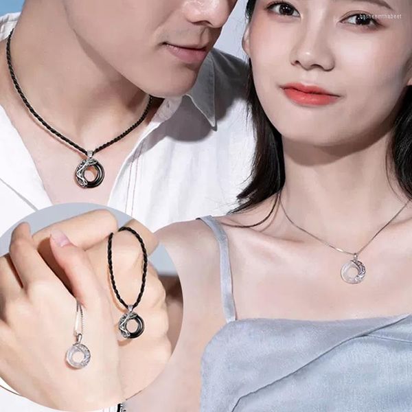 Pendentif Colliers Mode Moonlight Couple Collier Créatif Ancien Dragon Phoenix Romantique Pour Les Amoureux Saint Valentin Bijoux