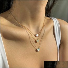 Colliers pendants Collier de coeur Moonstone Collier Gold Chain Woman Real 925 Sterling Sier Jewelry Pendnats Choker pour Teen Dhvae