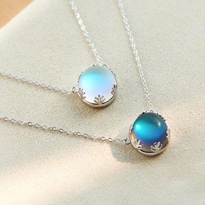 Pendentif Colliers Mode Moonstone Pendentifs Pour Femmes De Luxe Fine Jewelry Argent Couleur Femme Collier