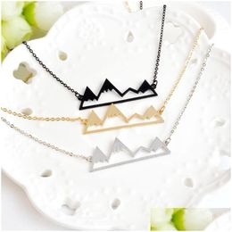 Colliers pendentifs Mode Mountain Peaks Colliers Géométrique Paysage Caractère Pendentif Galvanoplastie Sier Plaqué Drop Livraison Jewe Dhjti