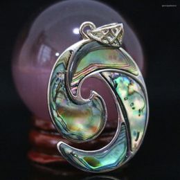 Collares pendientes Moda Natural Ocean Abalone Shell 28x37mm Oval Espiral Joyería Encontrar B1124