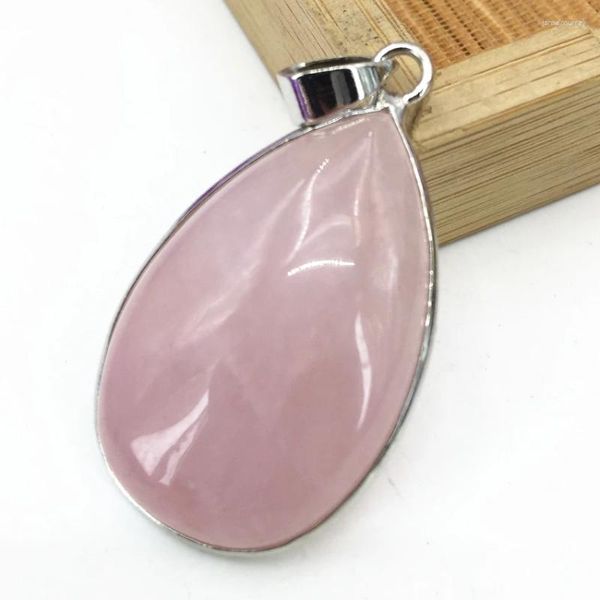 Pendentif Colliers Mode Naturel Rose Cristal Pierre Goutte D'eau Pour Femmes Flatback 24 36mm Prix De Gros Élégant DIY Bijoux B3077