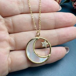 Pendentif colliers mode coquille naturelle Zircon lune étoile collier pour femmes 2023 cadeau bijoux