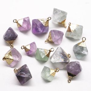 Pendentifs Colliers Mode Pierre Naturelle Fluorite Pendentifs Cône Octaèdre Quartz Cristal Collier De Pierres Précieuses Décoration De La Maison Cadeau En Gros