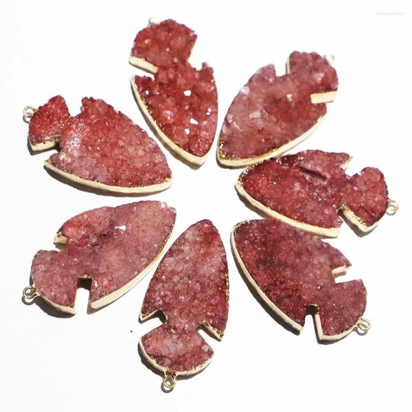 Pendentif Colliers Mode Pierre Naturelle Rose Rouge Cristal Dents Cluster Flèche Pendentifs Robuste Charmes Bijoux Accessoires En Gros 5 pcs