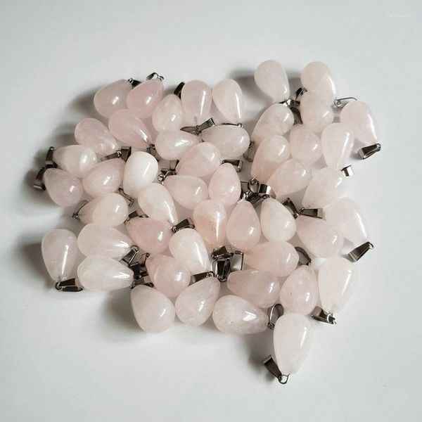 Collares pendientes Moda Piedras naturales Cuarzo Rosa Gotas de agua Colgantes para hacer joyería Charm Point Parts 50pcs / lot al por mayor