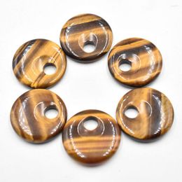 Pendentif Colliers Mode Naturel Oeil De Tigre Pierre 30mm Gogo Donut Charmes Pendentifs Perles Pour Collier Bracelet Fabrication De Bijoux En Gros