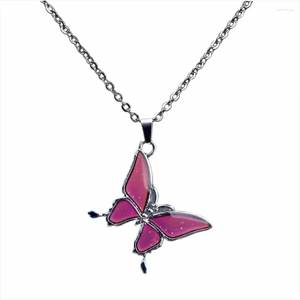 Pendentif Colliers Collier De Mode Grand Insecte Papillon Animal Changement Chaînes De Couleur Femmes Bijoux