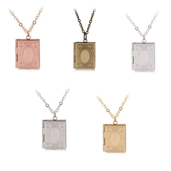 Pendentif Colliers Mode Collier Livre Médaillon avec Po Cadeau Vict pour Filles Petite Amie Amitié CadeauPendentif