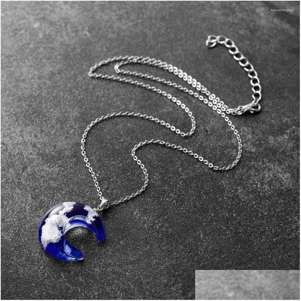 Colliers pendentiels Collier de mode pour femmes Nature Nature Blue Sky Blanc Cloud Cloud Transparent Bijoux Bijoux Colllares Para Mujer Dro Otpzg