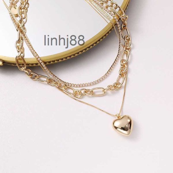 Colliers pendentifs Mode nouveau créateur amour collier multi couches diamant collier chaîne personnalisé tempérament collier chaîne cadeaux EAYB