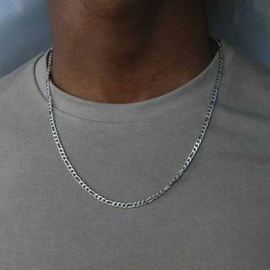 Hangende kettingen mode nieuwe figaro ketting heren punk zilver roestvrij staal lange ketting heren hiphop sieraden cadeau j240516