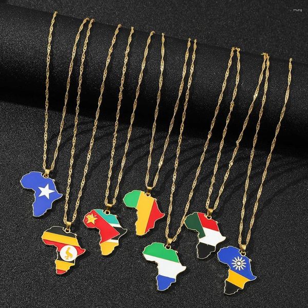 Collares colgantes Moda Nigeria Somalia Sudáfrica Bandera nacional Collar 50 cm para mujeres Hombre Charm Día Regalo festivo