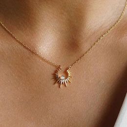 Pendant Necklaces Fashion Opal Sun Necklace For Women Girl Clavicle Chain Neclace Wedding Party Jewelry