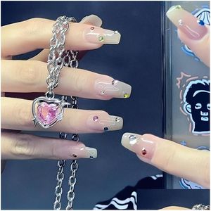 Colliers pendants Fashion Peach Heart Collier bijoux rose Crystal Love Clicule Chaîne Cool Girl Aesthic Y2K ACCESSOIRES DHGARDEN DHH02