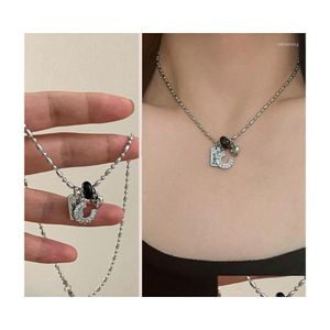 Colliers de pendentif Fashion Peach Heart Collier Collier Crystal Girl Girl Sweet Cool Clavicule Jewelry Aesthic Bijoux Pendants Dhdlq