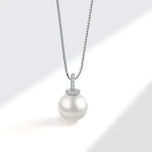 Pendentif Colliers Mode Perle Ronde Pour Femmes Haute Qualité Cristal Argent Couleur Zircon Anniversaire Bijoux Cadeaux