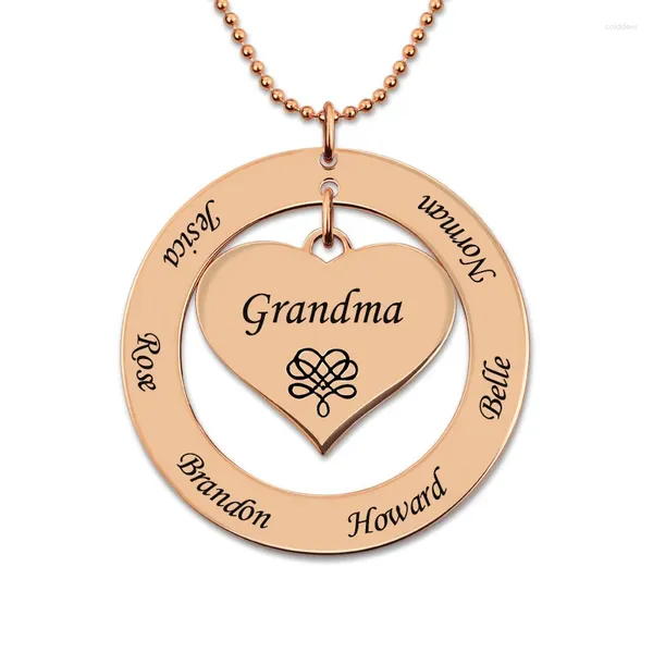 Pendentif Colliers Mode Noms personnalisés pour femmes Love Heart Collier Rose Gold Couleur Chaîne Cadeau de Noël Mère Grand-mère