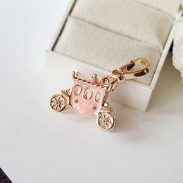 Pendentif Colliers Mode Rose Princesse Carriage Charme Femmes Sac À Main Fermeture À Glissière Porte-clés Se Déplace Petit Pour Fille Collier Bijoux Cadeau