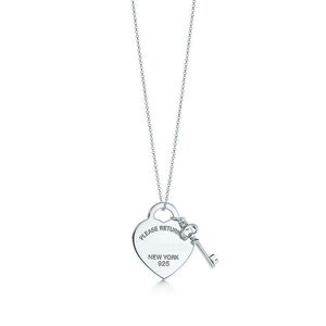 Collares colgantes Moda Por favor regrese a Nueva York Heart Key Necklace Original 925 Sier Love Charm Mujeres DIY Joyería Regalo Clavícula Dr Dhhsx