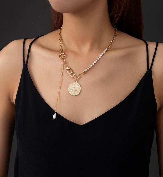 Colliers pendentifs Fashion Product Centing Multi-Clavicle Chain Trend Retro Round Round Naturel Perle Collier Femme8175677