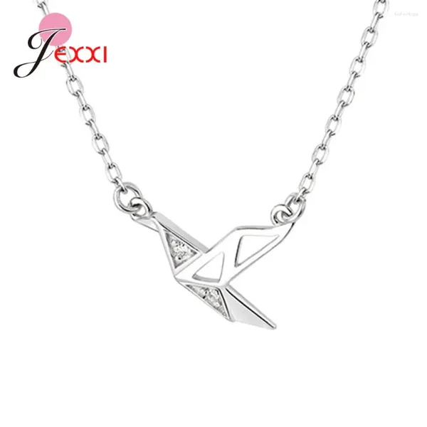 Pendentif colliers mode réel 925 en argent sterling mignon ciel oiseau collier pendentifs pour femmes lien chaîne charme bijoux fins