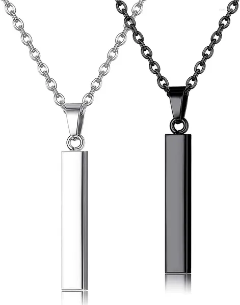 Pendentif Colliers De Mode Rectangle Hommes Collier Classique À La Mode Simple En Acier Inoxydable Chaîne Cubaine Pour Bijoux Cadeau En Gros