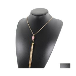 Hangende kettingen modehars druzy drusy ketting vergulde irregar faux stenen kwast lang voor vrouwen bohemia sieraden drop deliv dh0iw