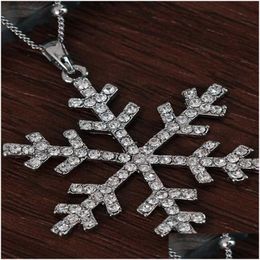 Hanger kettingen mode -strass sneeuwvlok lange chian trui ketting dubbele lagen sneeuw ketting voor vrouwen kerstcadeau drop de dhik8