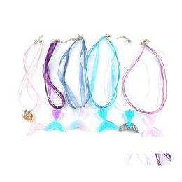 Hanger kettingen mode lint wax touw voor vrouwen creatieve gradi￫nt zeemeermin vis staart charme sleutelbeen ketting feestje bruiloft sieraden d dhrxq