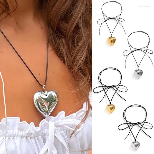 Pendentif Colliers Mode Romantique Grand Coeur Clavicule Collier Femmes Fête De Mariage Y2K Bijoux Réglable Gothique Velours Sexy Ras Du Cou Cadeau