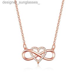 Collares pendientes Moda Romántico Oro Rosa Color Plata Collar Infinito Clásico Plata Infinito Símbolo Corazón CZ CollarL231218