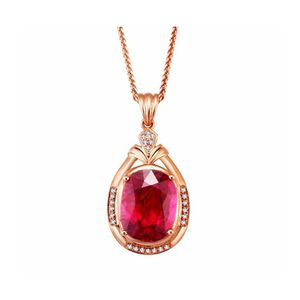 Pendentif Colliers Mode Or Rose Incrusté Imitation Couleur Naturelle Rubellite Pierre Précieuse Zircon Clavicule Collier Dames Haute Joaillerie Dh3Zk