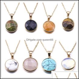 Hanger kettingen mode ronde natuursteen turuoise druzy ketting goud opaal roze kristal drusy voor vrouwen drop levering sieraden pe oter4