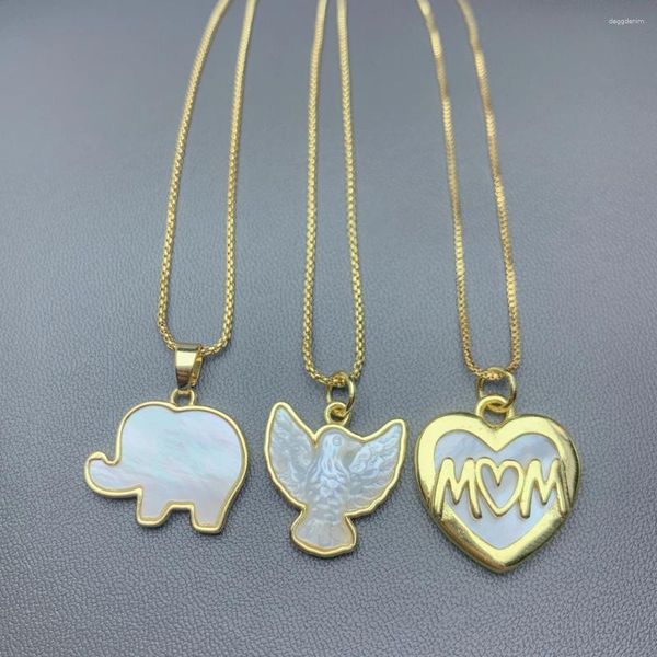 Collares colgantes Moda Concha de mar Collar de paz Mujer Madre de perla Animal Elefante Corazón Cuello para mujeres Regalo de joyería