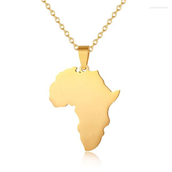 Collares colgantes Venta de moda Mapa africano Nunca se desvaneció Acero de titanio para hombres Mujeres Cadena cubana de acero inoxidable Regalo de joyería de África