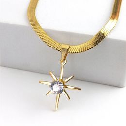 Pendentif Colliers Mode Shinny Crystal Star pour les femmes en acier inoxydable Serpent Chaîne Clavicule Collier Bijoux Collares N8234S04 231208