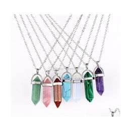 Hanger kettingen mode sier vergulde 20colors kristal ketting opaal turquoise natuursteen kwartsketties sieraden roestvrijstalen stee dhjz2