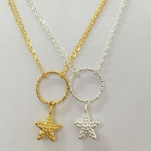 Colliers pendants Collier étoiles plaquées en argent Collier pentagramme Chaîne Chaîne Colar Feminino Trinket Cadeaux de Noël en gros