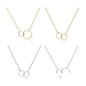 Pendentif Colliers Mode Simple Double Cercle Vent Charmes Pour Femmes Accessoires Numéro 8 Or Sier Cuivre Chaîne Collier Petite Amie Otgcf