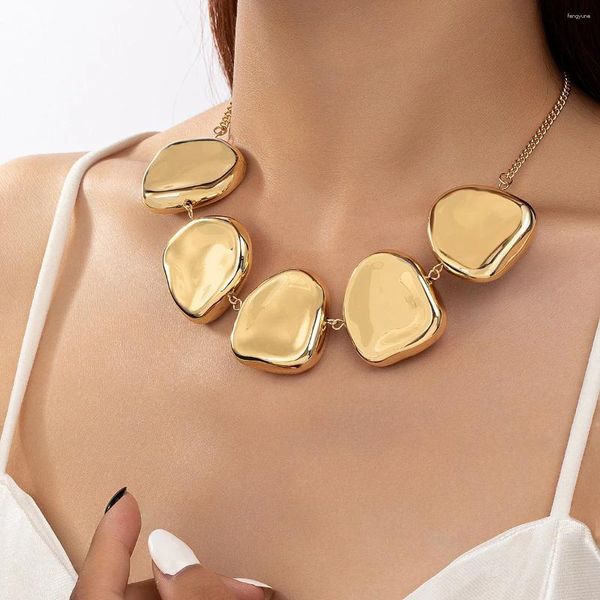 Pendentif Colliers Mode Simple Forme Irrégulière Chaîne En Métal Collier Collier Pour Femmes Lourd Ras De Cou Bijoux Sur Le Cou Fête Filles Cadeau