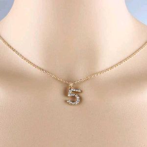 Pendentif Colliers Mode Simple Collier Court Collier Dame Femme Strass Lettres 5
