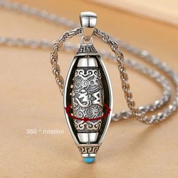 Pendentif Colliers Mode Six caractères Écriture Bouddha Collier pour hommes et femmes Rétro Motif creux Roues de prière Bijoux Accessoires