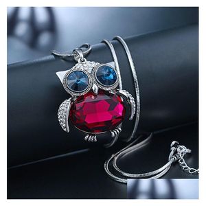 Pendentif Colliers De Mode Serpent Chaîne Cristal Collier Chandail Bijoux Petit Mignon Hibou Oiseau Pour Les Femmes Cadeau Drop Delivery Pendentifs Dholq