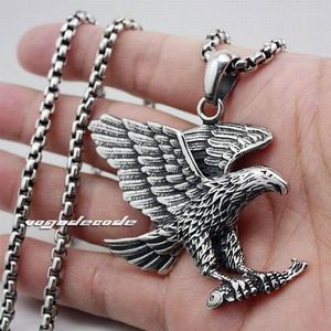 Collares colgantes Moda Sólido 316L Acero inoxidable Cool Men's Eagle Catch Fish 3V003