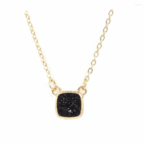 Collares colgantes Moda Forma cuadrada Resina Druzy Collar Gargantilla Joyería para mujeres