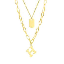 Pendentif Colliers Mode Acier inoxydable Lettre H Femmes Collier Vintage Kpop Layered Cou Y2K Bijoux Pull Chaîne Whole216x